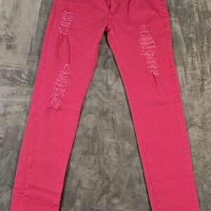 Empirial Premium Hot Pink Distressed Skinny Jeans Size 9 (022)